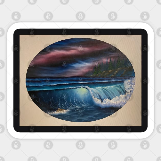 Oval Night Seascape Sticker by J&S mason